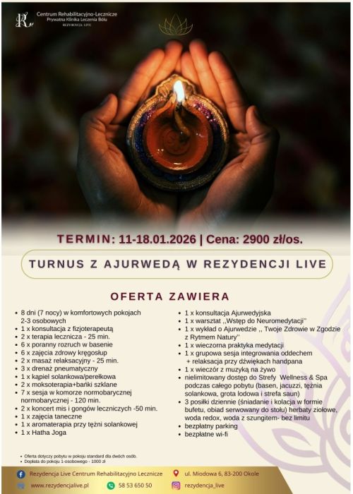 TURNUS Z AJURWEDĄ W REZYDENCJI LIVE - 11-18.01.2026
